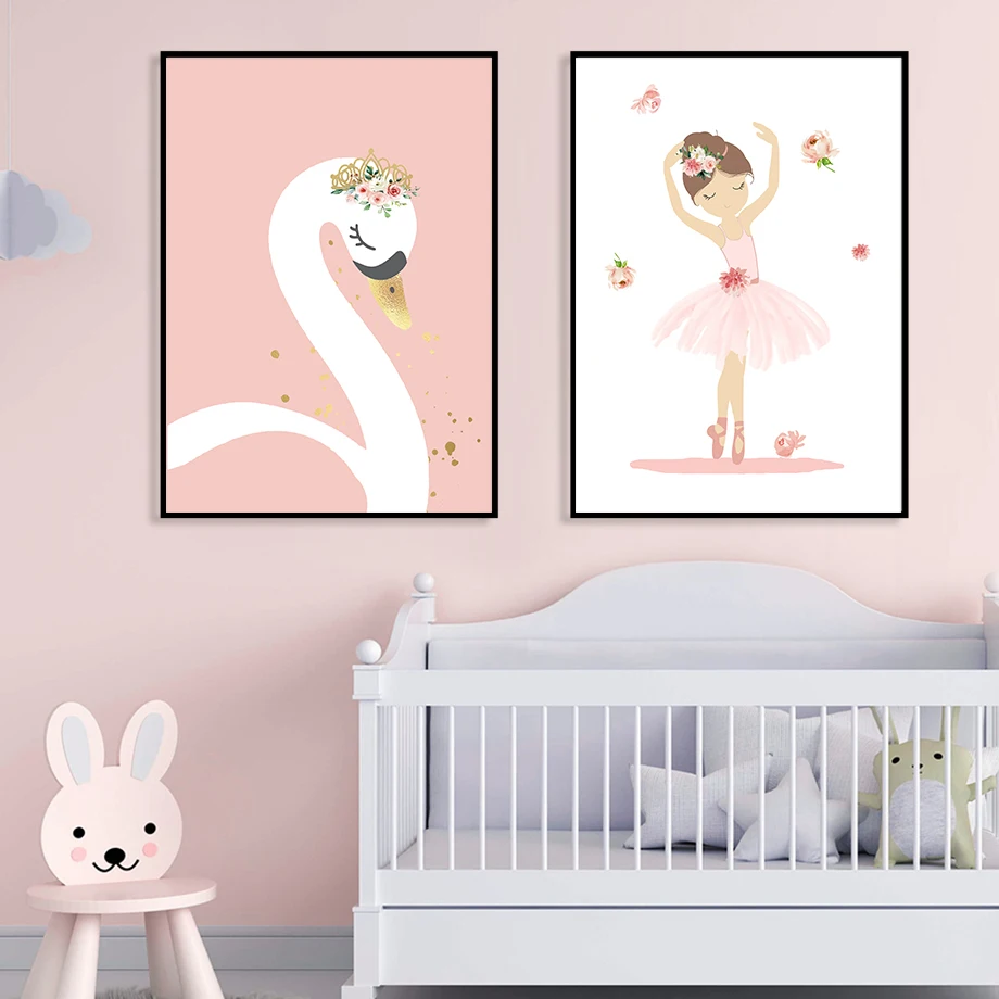 Cute Shoes Ballet Girl Swan Quotes Nursery Nordic Posters And Prints Wall Art Canvas Painting Wall Pictures Baby Kids Room Decor