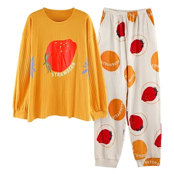 New Product Fashion Cotton Long-Sleeved Strawberry Pajamas For Women Spring And Autumn Round Neck Casual Wearable Ladies Pajamas 
New Product Fashion Cotton Long-Sleeved Strawberry Pajamas For Women Spring And Autumn Round Neck Casual Wearable Ladies Pajamas