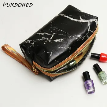 

PURDORED 1 Pc Marble Cosmetic Bag for Women Marbling Makeup Bag Travel Wash Toiletry Bag Make Up Organizer Kosmetyczka