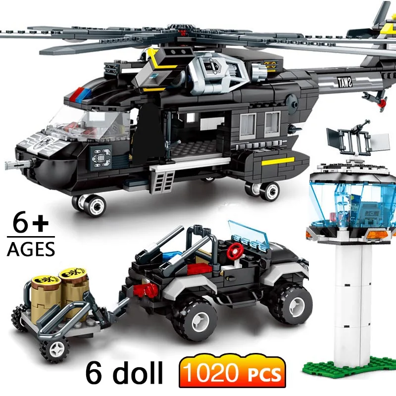 1020pcs Swat Police Compatible Legoinglys Transport Helicopter Model Building Blocks City Airplane Car Bricks Toys for Children
1020pcs Swat Police Compatible Legoinglys Transport Helicopter Model Building Blocks City Airplane Car Bricks Toys for Children