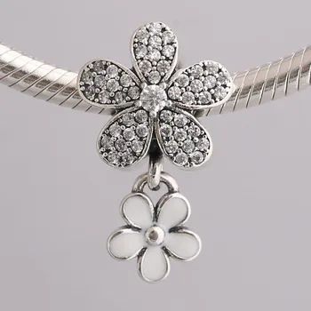 S925 Pendant DIY Jewelry Dazzling Daisy Duo Dangle Charm fit Pandora Bracelet Bangle White Enamel Clear CZ
S925 Pendant DIY Jewelry Dazzling Daisy Duo Dangle Charm fit Pandora Bracelet Bangle White Enamel Clear CZ