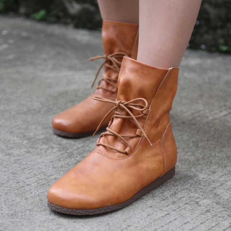 Full Grain Leather Big Round Toe Mid-calf Boots Women Flat Comfortable Soft Sole Boots Autumn and Winter Large Size 41 Yards
Full Grain Leather Big Round Toe Mid-calf Boots Women Flat Comfortable Soft Sole Boots Autumn and Winter Large Size 41 Yards