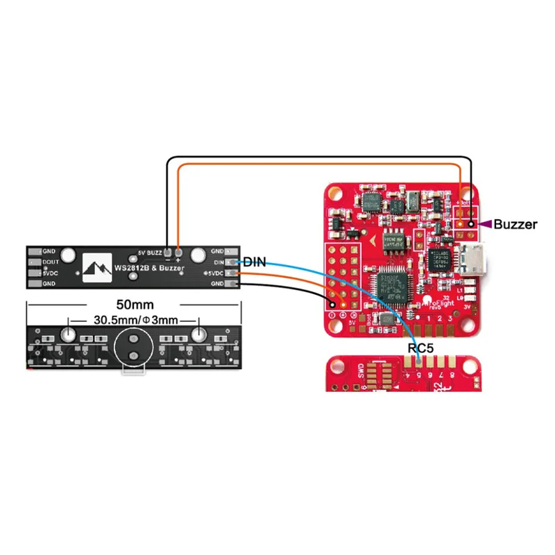 Matek Systems WS2812B светодиодный & 5V зуммер 6 цветная (RGB) чипы Светодиодный индикатор