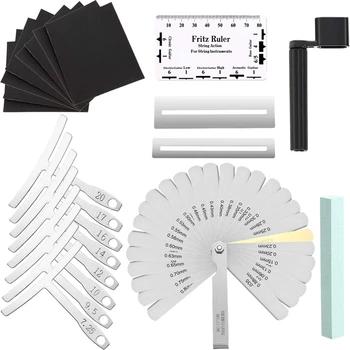24Pcs Guitar Luthier Measuring Tools String Action Ruler, 9 Understring Radius Gauge, 32 Blade Feeler Gauge,Fritz Ruler
24Pcs Guitar Luthier Measuring Tools String Action Ruler, 9 Understring Radius Gauge, 32 Blade Feeler Gauge,Fritz Ruler