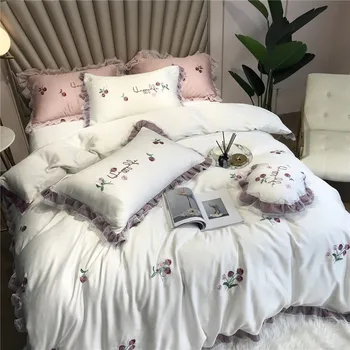 Spring and Summer Korean Style Flower Embroidered 60 Tencel Four-piece Set Summer Silky Double Layer Lace Quilt Cover Bedding
Spring and Summer Korean Style Flower Embroidered 60 Tencel Four-piece Set Summer Silky Double Layer Lace Quilt Cover Bedding