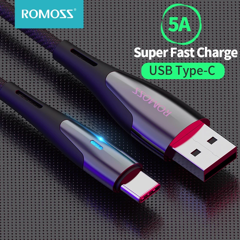 ROMOSS 5A USB Type C Cable for Huawei P40 Pro Mate 30 P30 Pro Supercharge 40W SCP Fast Charging USB-C Charger Cable Wire Cord
ROMOSS 5A USB Type C Cable for Huawei P40 Pro Mate 30 P30 Pro Supercharge 40W SCP Fast Charging USB-C Charger Cable Wire Cord