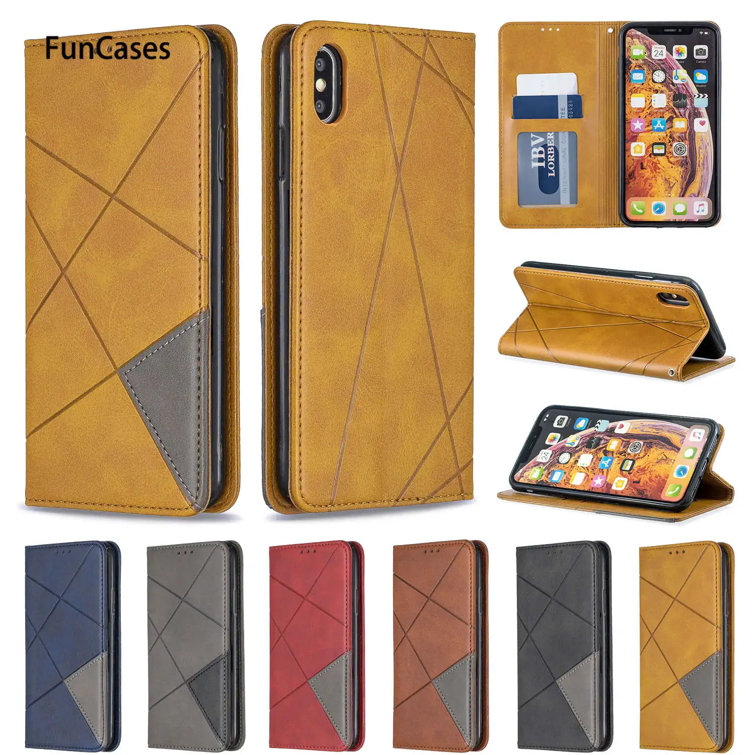Silicone Cases Covers For phone case iPhone 6 Plus Color Matching Cove PU Leather Phone Bag Apple 6S XS Max XR X 7 | Мобильные