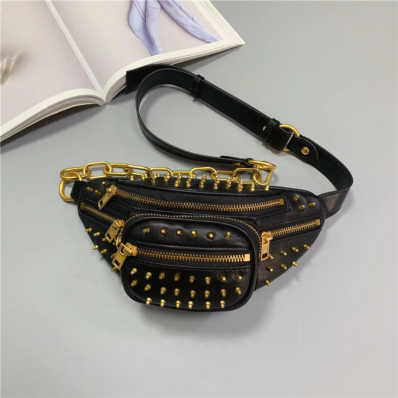 RAZALY brand high quality Genuine leather sheepskin chest bag rivet vintage rock chain black satchel purses and handbags real
RAZALY brand high quality Genuine leather sheepskin chest bag rivet vintage rock chain black satchel purses and handbags real