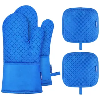 Oven Mitts and Pot Holders Set Heat Resistant Oven Gloves Oven Mitts with Mats Insulation Gloves for Grilling Baking Cooking
Oven Mitts and Pot Holders Set Heat Resistant Oven Gloves Oven Mitts with Mats Insulation Gloves for Grilling Baking Cooking