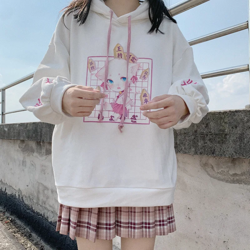 Harajuku Soft Girls Kawaii Anime Girl Printed Hooded Sweatshirt Japanese Sweet Women's Lovely Cartoon Long Sleeve Hoodies Autumn 
Harajuku Soft Girls Kawaii Anime Girl Printed Hooded Sweatshirt Japanese Sweet Women's Lovely Cartoon Long Sleeve Hoodies Autumn