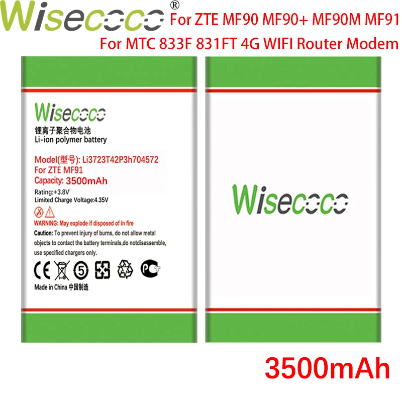 Wisecoco Li3723T42P3h704572 3500mAh New Battery For ZTE MF91 MF90 MTC 833F 831FT 4G WIFI Router Modem High Quality | Мобильные
