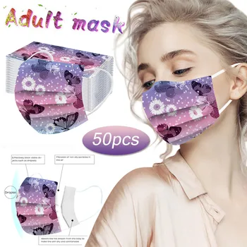 50PCS Adult mask Disposable 3 Layer Nonwove маска Butterfly print Protection mascarillas Breathable Face Mask earloop Masque
50PCS Adult mask Disposable 3 Layer Nonwove маска Butterfly print Protection mascarillas Breathable Face Mask earloop Masque