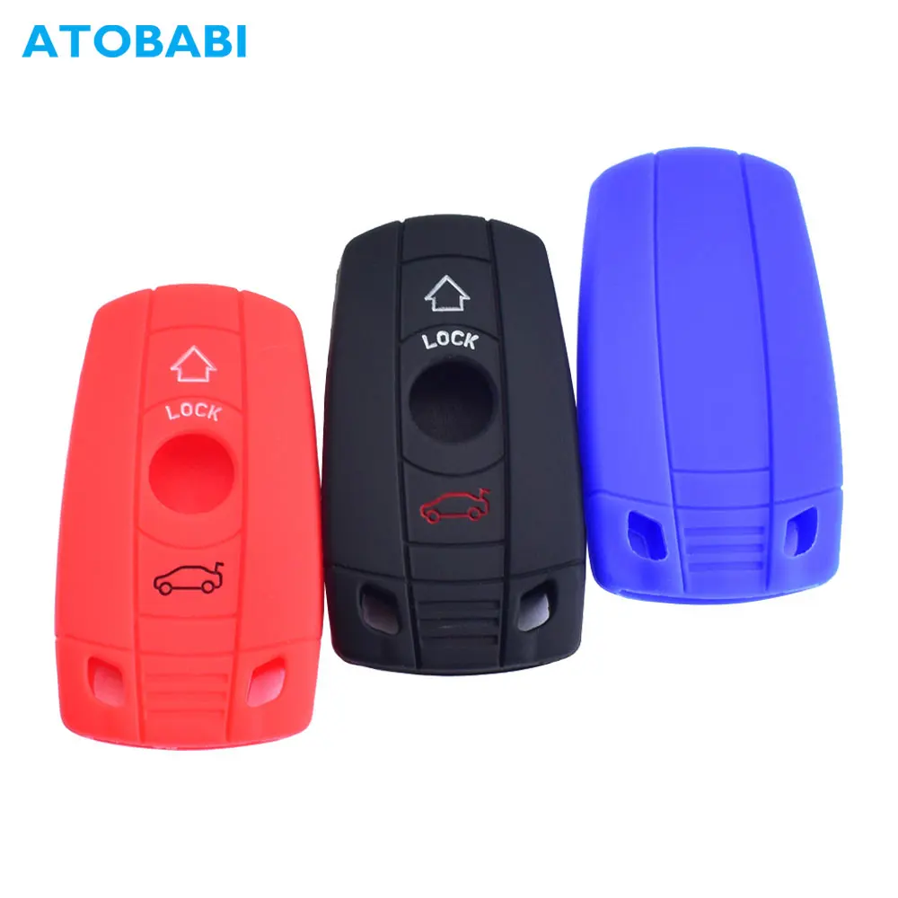 Silicone Car Key Case 3 Button Smart Keyless Entry Remote Control Fobs Protector Cover Skin For BMW 1 2 4 5 6 Series E90 E92 E93 |