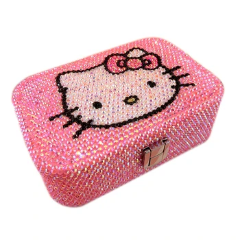Handmade Rhinestone Jewelry Bag Cute KT Cat Pink Storage Box Cartoon Cosmetic Organizer Makeup Storage Jewerly Box Office Table
Handmade Rhinestone Jewelry Bag Cute KT Cat Pink Storage Box Cartoon Cosmetic Organizer Makeup Storage Jewerly Box Office Table