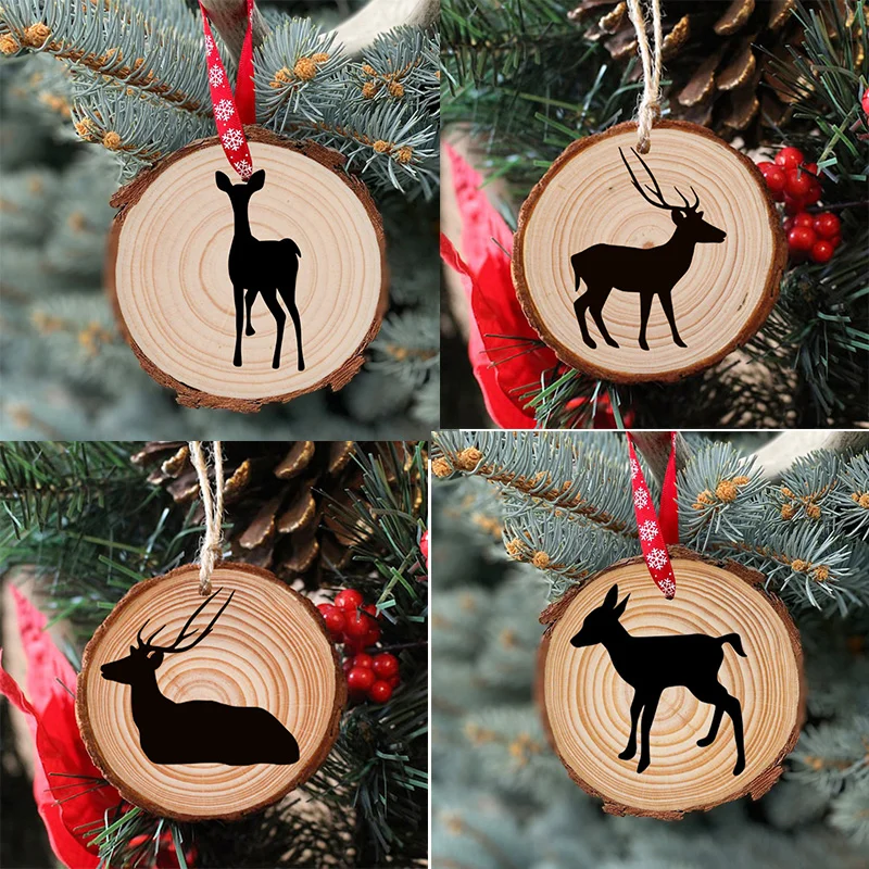 

Deer Wood Slice Christmas Ornament Home Decoration Christmas Gifts Deer Wood Slice Ornament Christmas Tree Decorations