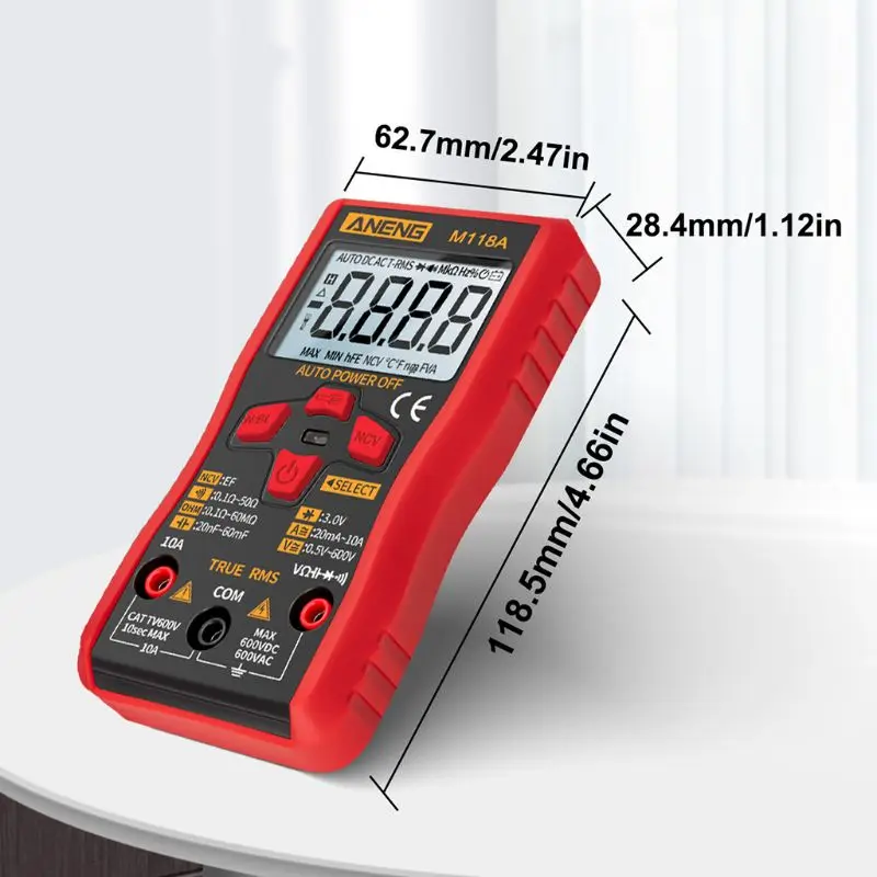 M118A Digital Multimeter Auto Range True RMS NCV Tester AC DC with Flashlight R9JF
M118A Digital Multimeter Auto Range True RMS NCV Tester AC DC with Flashlight R9JF