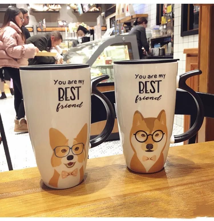 Taza de cerámica de Bull Terrier, Shiba Inu, Corgi o Bulldog Francés con mango de cola y tapa opcional Taza de cerámica de Bull Terrier, Shiba Inu, Corgi o Bulldog Francés con mango de cola y tapa opcional
