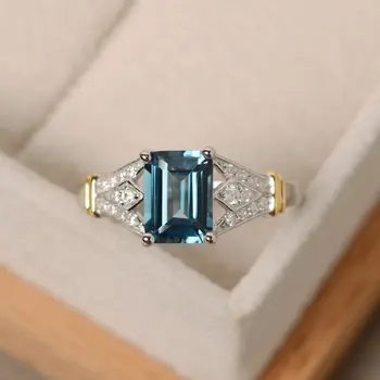 Zircon Blue Topaz Gemstone Ring Platinum-plated Retro Ring Beautiful and Fashionable Ladies Temperament Ring
Zircon Blue Topaz Gemstone Ring Platinum-plated Retro Ring Beautiful and Fashionable Ladies Temperament Ring