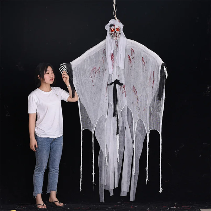 

220CM Hanging Halloween Ghosts Bar Haunted House Halloween Horror Decoration Scary Skeleton Grim Reaper Horror Prop Zombie Ghost