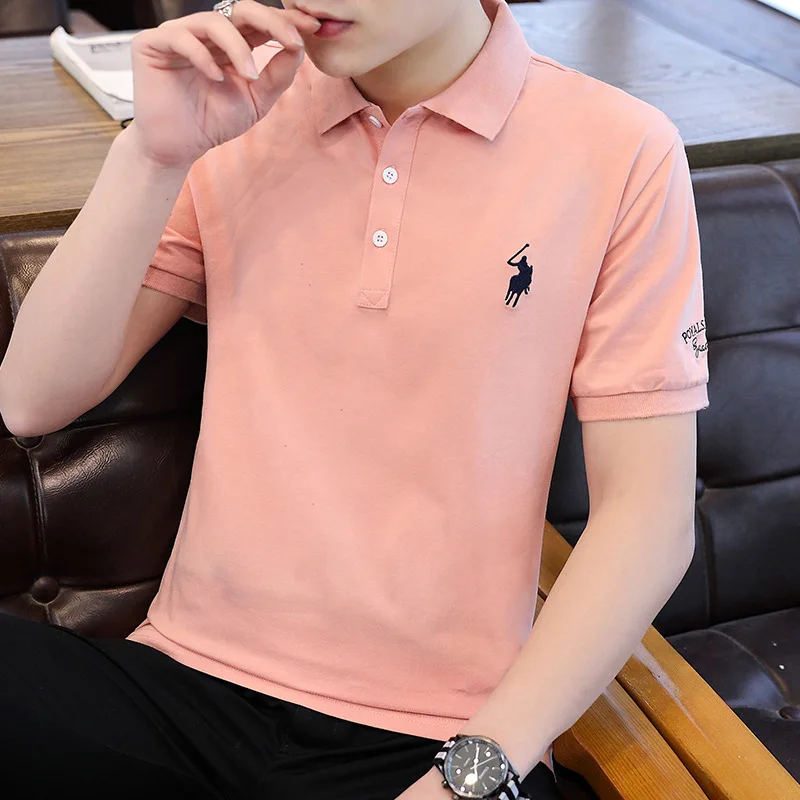 

ICCLEK Summer New Men's Polo Shirt Business Short-sleeved Lapel T-shirt Fashionable Comfortable Top Polo Oversized Shirt