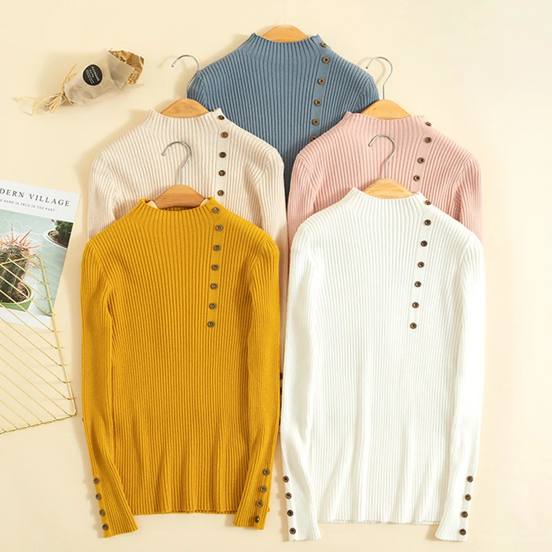 New Fashion Button Turtleneck Sweater Women Spring Autumn Solid Knitted Pullover Women Slim Soft Jumper Sweater Female Knit Tops
New Fashion Button Turtleneck Sweater Women Spring Autumn Solid Knitted Pullover Women Slim Soft Jumper Sweater Female Knit Tops