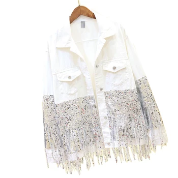 2020 Fashion Punk Sequins Beading Tassels Women Denim Coat Cool Streetwear Female Spring Denim Jacket Fashion Women Autumn jeans
2020 Fashion Punk Sequins Beading Tassels Women Denim Coat Cool Streetwear Female Spring Denim Jacket Fashion Women Autumn jeans