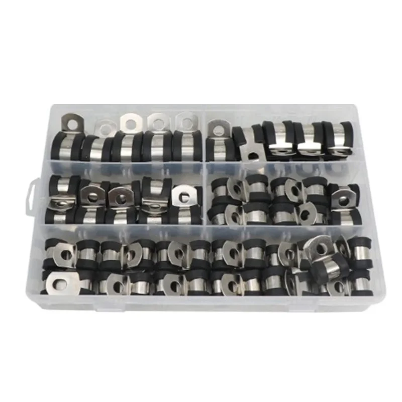 Cable Clamp 304 Stainless Steel Rubber Cushion Pipe Clamps Assortment with 5 Size Metal Cable Clamp Kit(55 Pieces)
Cable Clamp 304 Stainless Steel Rubber Cushion Pipe Clamps Assortment with 5 Size Metal Cable Clamp Kit(55 Pieces)