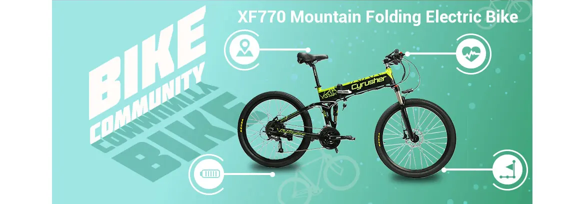 Flash Deal Cyrusher XF770 27 Speeds Full Suspension Mountain Folding Electric Bike 250 Watt 48V 10ah Ebike Double Disc Brakes 0