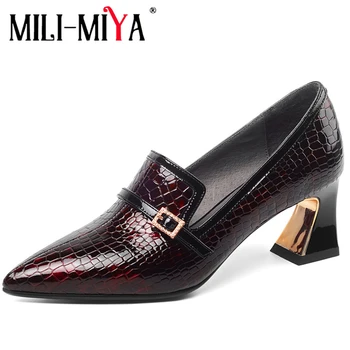 MILI-MIYA Serpentine Genuine Leather Women Pumps Pointed Toe Slip-On Square Heels Dress Spring/AutumnShoes Plus Size 34-42
MILI-MIYA Serpentine Genuine Leather Women Pumps Pointed Toe Slip-On Square Heels Dress Spring/AutumnShoes Plus Size 34-42