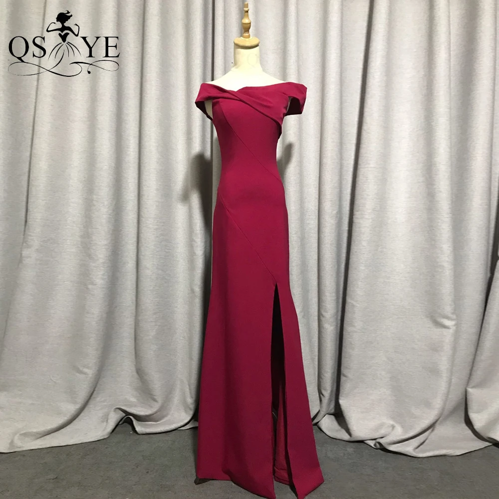 Simple Deep Red Evening Dress Burgundy Sleeveless Mermaid Prom Gown Off Shoulder Formal Party Dress with Split Fit Women Gown
Simple Deep Red Evening Dress Burgundy Sleeveless Mermaid Prom Gown Off Shoulder Formal Party Dress with Split Fit Women Gown