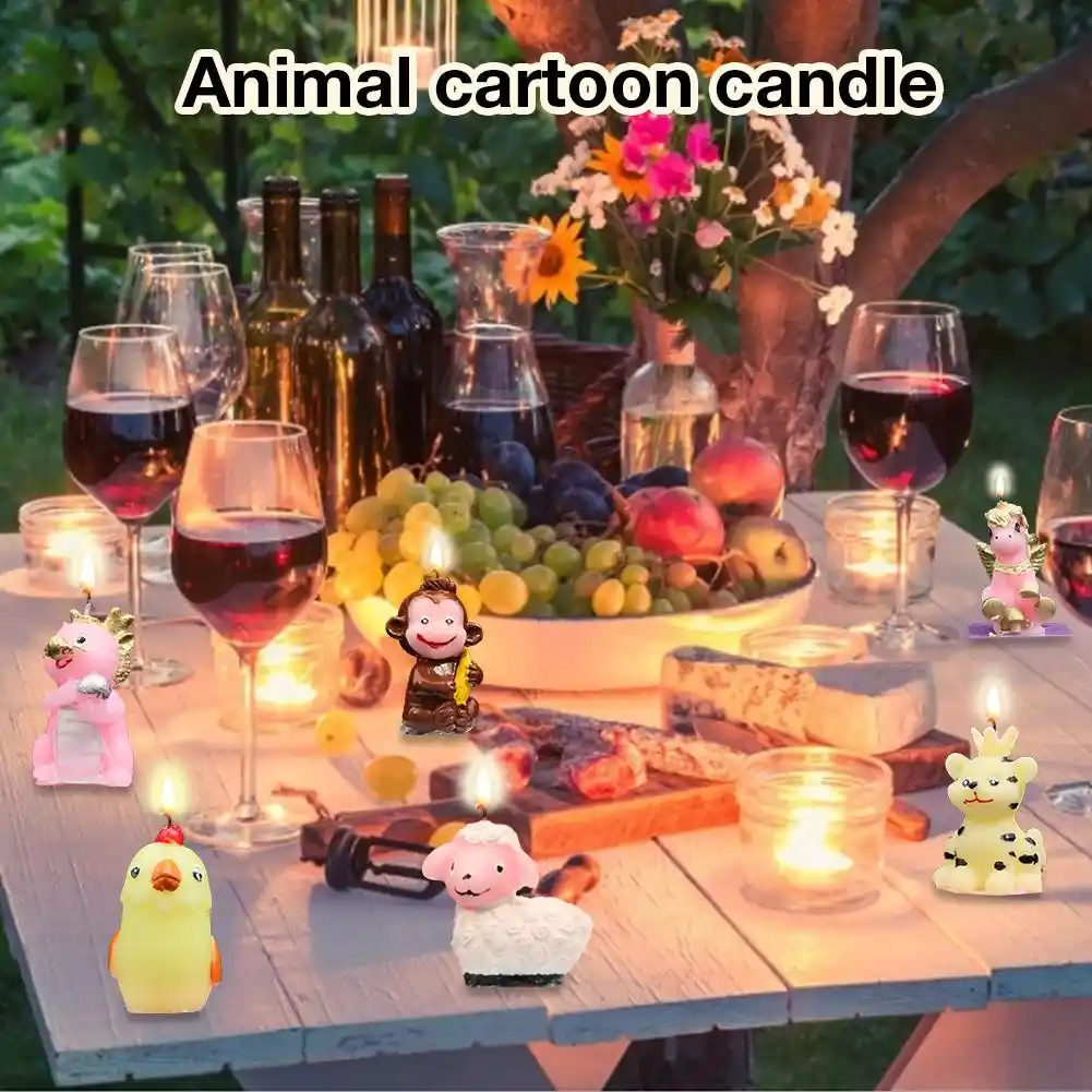 1pcs cute cartoon animal birthday candle colorful