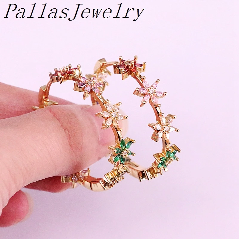 3Pairs Gold Filled Rainbow CZ Micro Pave Multi Colorful Zirconia Flower Circles Earrings For Women Lady
3Pairs Gold Filled Rainbow CZ Micro Pave Multi Colorful Zirconia Flower Circles Earrings For Women Lady