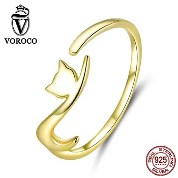 VOROCO 925 Sterling Silver Ring Lovely Cat Adjustable Size Finger Ring For Women Engagement Fine Jewelry Anniversary Gift BKR220
VOROCO 925 Sterling Silver Ring Lovely Cat Adjustable Size Finger Ring For Women Engagement Fine Jewelry Anniversary Gift BKR220