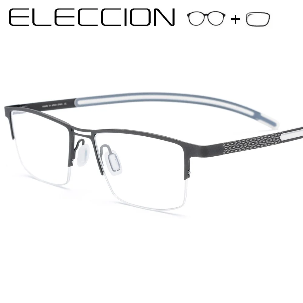 ELECCION Pure Titanium Glasses Frame Men Square Myopia Optical Half Prescription Eyeglass Frame Man Antiskid Silicone Eyewear
ELECCION Pure Titanium Glasses Frame Men Square Myopia Optical Half Prescription Eyeglass Frame Man Antiskid Silicone Eyewear