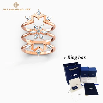 

2020 Fashion SWA New MAGIC Ring Set Rose Gold Charming Modern Three-in-One Snowflake Pattern Feminine Romance Jewelry Gift