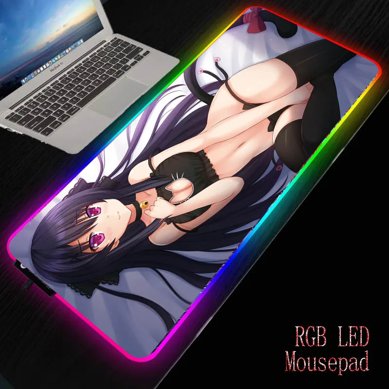 

Mairuige Anime Girl Large Gaming RGB USB LED Glowing Gamer Keyboard Mousepad Mice Mat 7 Lighting Modes for PC Computer Laptop