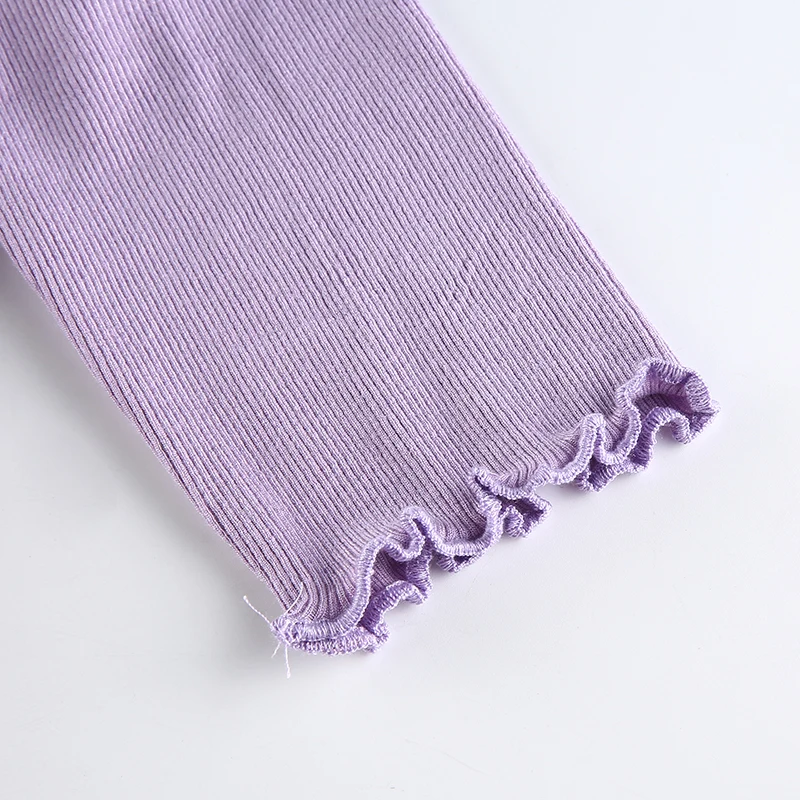 Darlingaga Crew Neck Bow Lace Up Woman T-shirts Purple Solid Slim Long Sleeve Autumn T shirt Casual Crop Tops Tee Shirts Korean