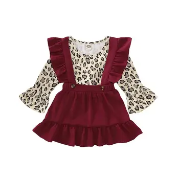 Toddler Baby Girls Flare Long Sleeve Leopard Print T-Shirt Tops+Suspender Skirts Outfits Children Fashion Autumn Spring Set
Toddler Baby Girls Flare Long Sleeve Leopard Print T-Shirt Tops+Suspender Skirts Outfits Children Fashion Autumn Spring Set