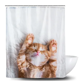 Waterproof Mildew Resistant Lovely Cat Printing Pattern Polyester Shower Curtain With Hooks Bathroom Dry And Wet Separation
Waterproof Mildew Resistant Lovely Cat Printing Pattern Polyester Shower Curtain With Hooks Bathroom Dry And Wet Separation