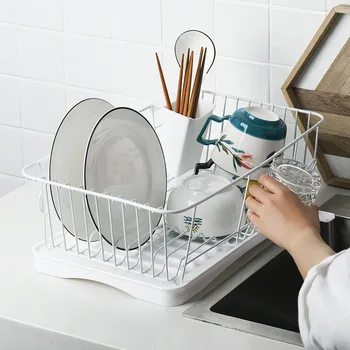 Kitchen Storage Rack, Wrought Iron Drain Double-layer Simple Anti-bacterial Kitchenware Drain Storage Rack Storage Basket
Kitchen Storage Rack, Wrought Iron Drain Double-layer Simple Anti-bacterial Kitchenware Drain Storage Rack Storage Basket