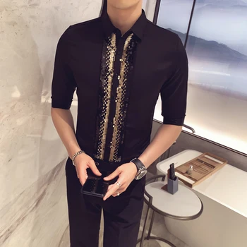 Gold Sequins Shirts Mens Party Shirts Black Designer Shirts Prom White Dress Luxury Tuxedo Clothing Mens Fashion 2020 stylish 
Gold Sequins Shirts Mens Party Shirts Black Designer Shirts Prom White Dress Luxury Tuxedo Clothing Mens Fashion 2020 stylish