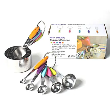 10-Pcs Stainless Steel Measuring Cup Measuring Spoon Measuring Spoon Set With Silicone Insulation Pad Baking Tool
10-Pcs Stainless Steel Measuring Cup Measuring Spoon Measuring Spoon Set With Silicone Insulation Pad Baking Tool
