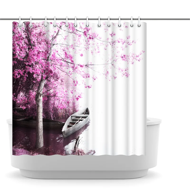Polyester Shower Curtain Pink Flowers and Boats Print Modern Style Bathroom Curtains Photo Custom Waterproof Fabric Curtain
Polyester Shower Curtain Pink Flowers and Boats Print Modern Style Bathroom Curtains Photo Custom Waterproof Fabric Curtain