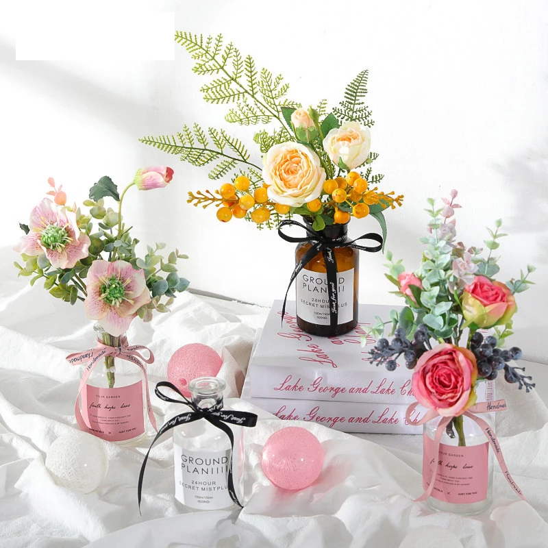 Modern Glass Vase+Artificial Flower Set Decor Livingroom Home Furnishing Crafts Decoartion Hotel Silk Fake Flower Pot Ornaments
Modern Glass Vase+Artificial Flower Set Decor Livingroom Home Furnishing Crafts Decoartion Hotel Silk Fake Flower Pot Ornaments