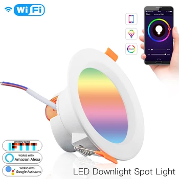 WiFi Smart LED Downlight Dimming Round Spot Light 7W RGB Color Changing 2700K-6500K Warm Cool light Work with Alexa Google Home
WiFi Smart LED Downlight Dimming Round Spot Light 7W RGB Color Changing 2700K-6500K Warm Cool light Work with Alexa Google Home