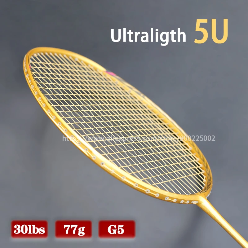 

Professional Carbon 5U Badminton Racket Bag With String Offensive Type Rackets Raquette Ultralight Grip Padel Raqueta Strung