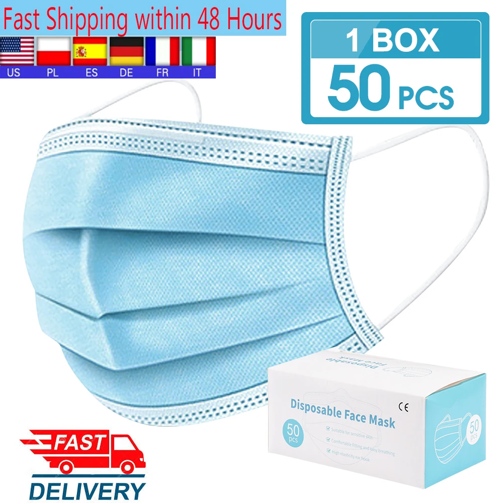 100pcs Fast Delivery Hot Sale 3-layer Disposable Mask Non Woven Anti-Pollution dust protection Mask Safety Elastic Facial Masks
100pcs Fast Delivery Hot Sale 3-layer Disposable Mask Non Woven Anti-Pollution dust protection Mask Safety Elastic Facial Masks