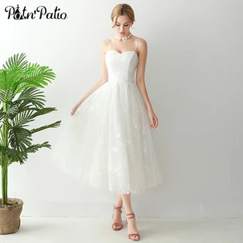 Sweetheart Spaghetti Straps Tea Lengh Simple Wedding Dresses 2020 A-line Backless Light Style Backless Bridal Gowns
Sweetheart Spaghetti Straps Tea Lengh Simple Wedding Dresses 2020 A-line Backless Light Style Backless Bridal Gowns