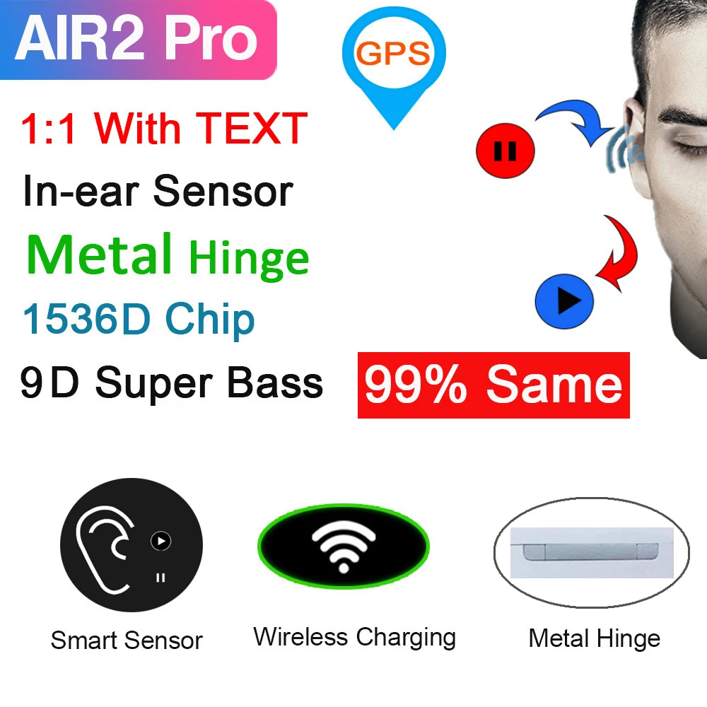 Air2 Pro 99% те же Superpods 2 TWS беспроводные Bluetooth 5 0 наушники с изменением названия текста