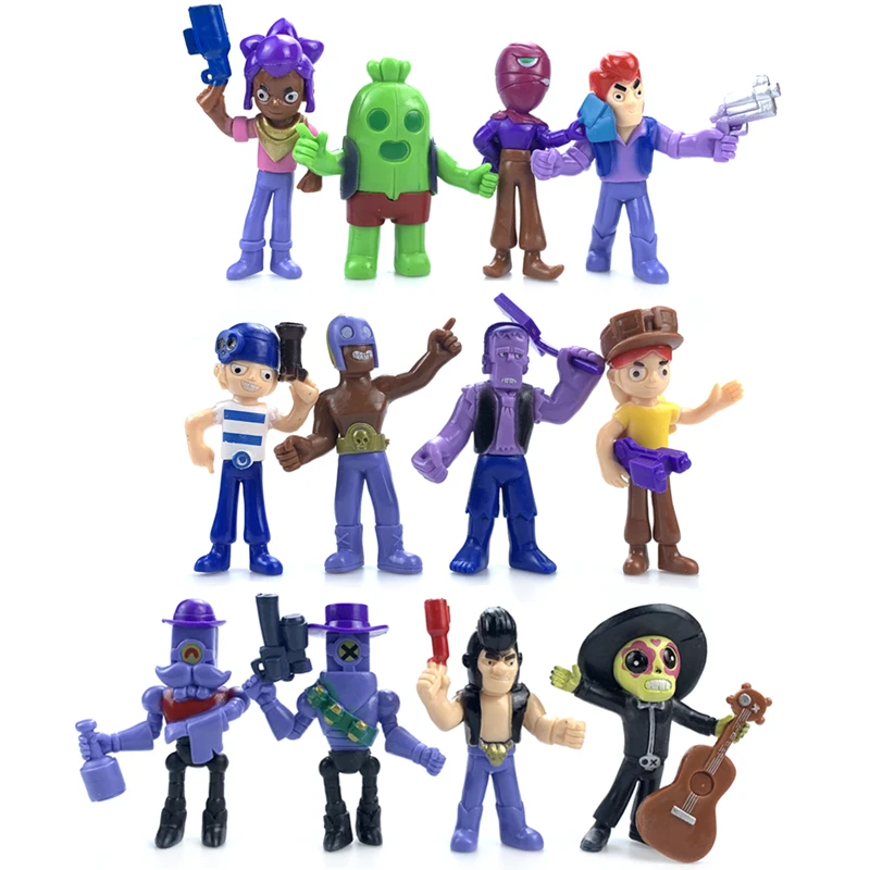 

12pcs/Set Brawl Stars Game Cartoon Hero Anime Figure Model Spike Shelly Leon Primo Mortis Dolls Boy Girl Toys Kid Birthday Gift